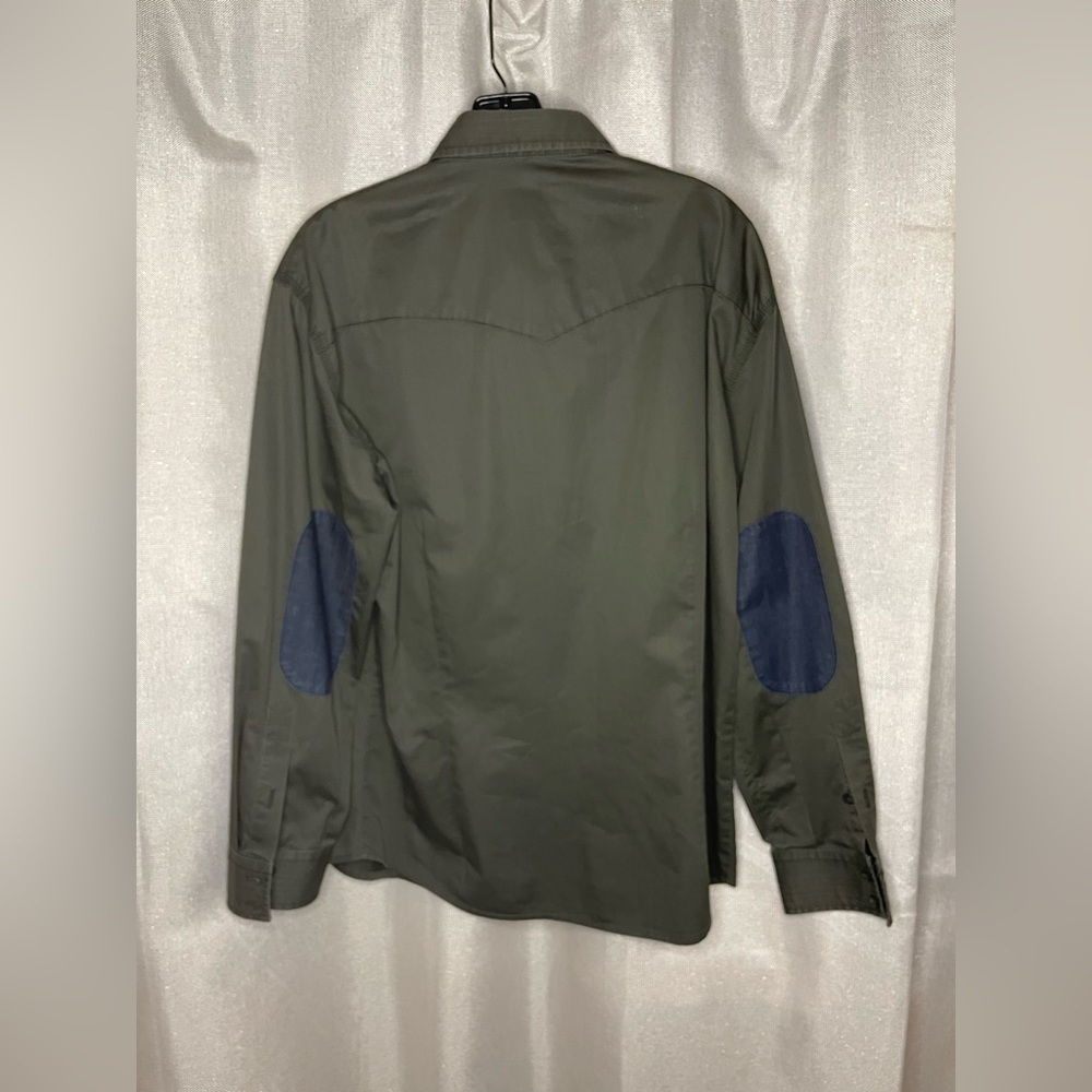 Armani Jeans Long Sleeve Shirt Green Size XXL, Double Breast Pockets Elbow Patch - Picture 6 of 12